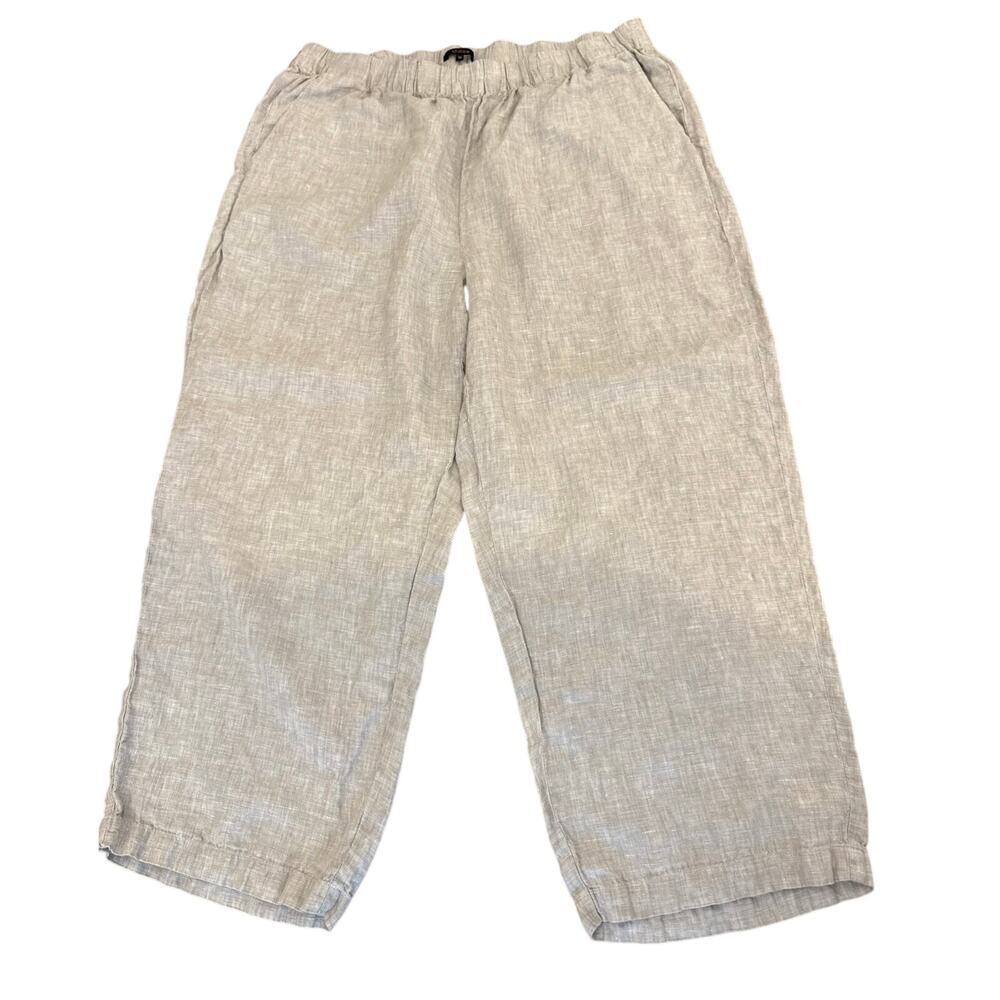 QUINCE Tan 100% Linen Loose Fit Pull On Goucho Pants Women 1X